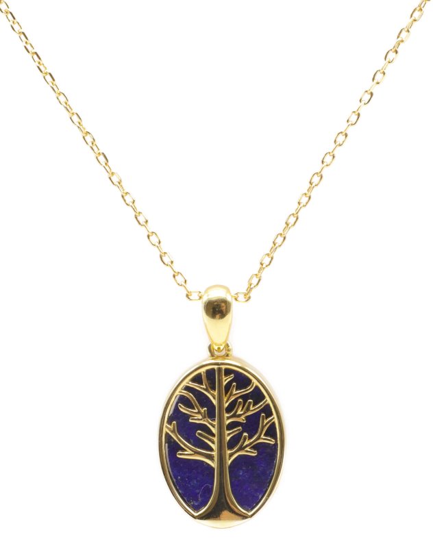 Collier Argent 925 Lapis Lazuli & Arbre de Vie - Plaqué Or