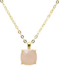 Collier Argent 925 Quartz Rose Carré - Plaqué Or