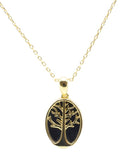 Collier Argent 925 Onyx & Arbre de Vie - Plaqué Or