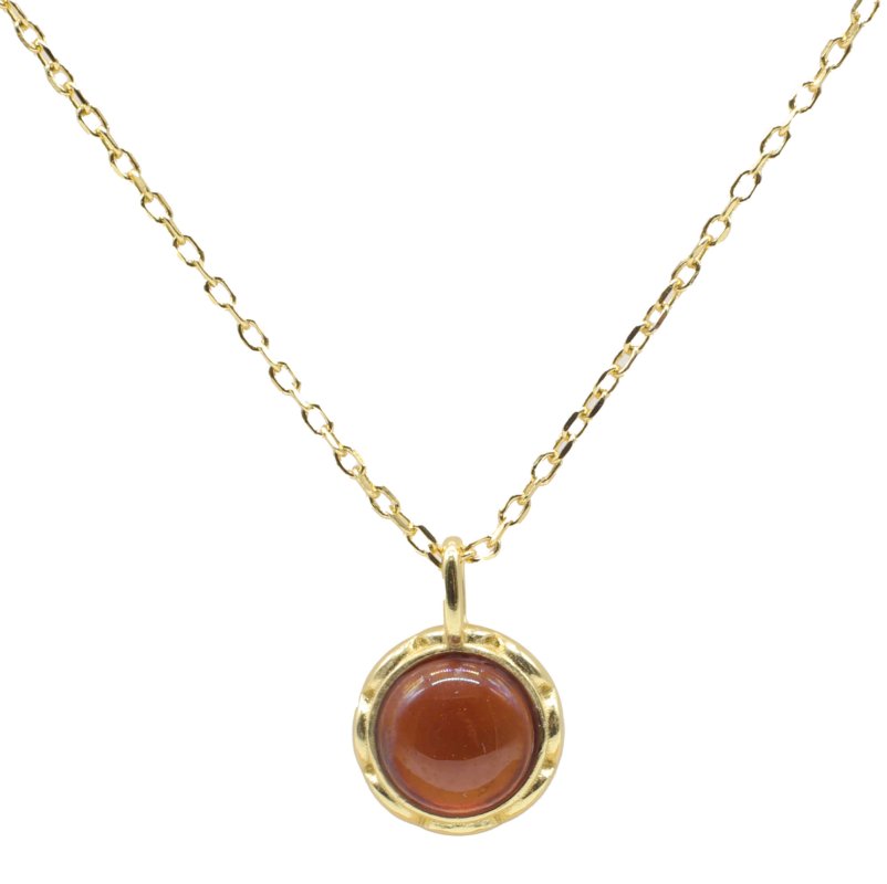 Collier Argent 925 Grenat Ronde - Plaqué Or
