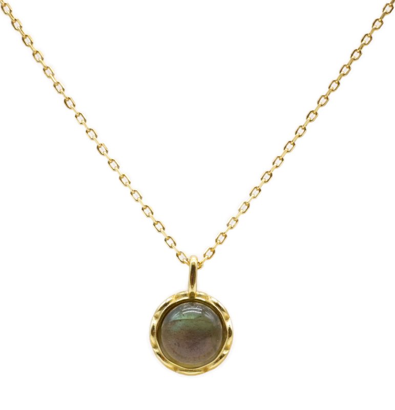 Collier Argent 925 Labradorite Ronde - Plaqué Or