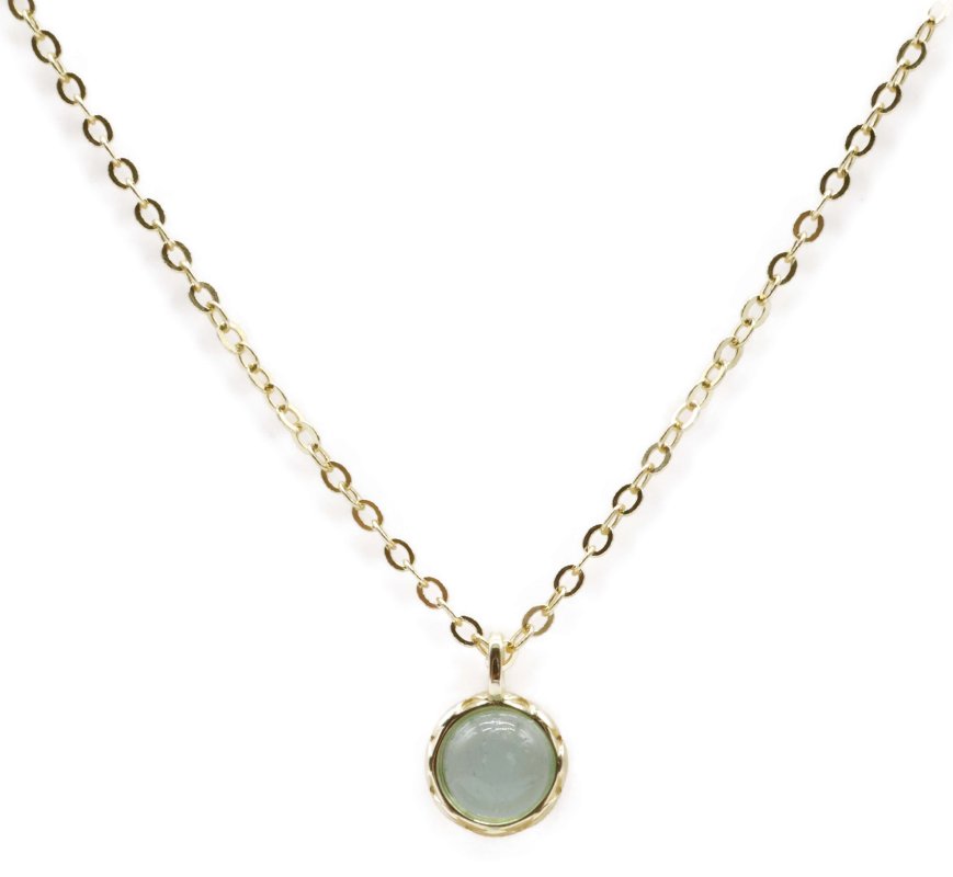 Collier Argent 925 Aigue Marine Ronde - Plaqué Or