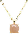 Collier Argent 925 Pierre de Soleil Carrée - Plaqué Or