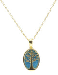 Collier Argent 925 Apatite & Arbre de Vie - Plaqué Or
