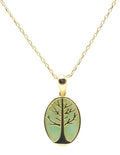 Collier Argent 925 Jade Verte & Arbre de Vie - Plaqué Or