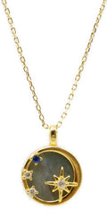 Collier Argent 925 Labradorite & Étoiles - Plaqué Or