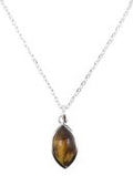 Collier Argent 925 'Larme Argentée' - Œil de Tigre