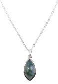Collier Argent 925 «Larme Argentée» – Agate Mousse