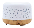 Diffuseur d'Huiles Essentielles Blanc & Bois – Lune & Étoiles 13cm