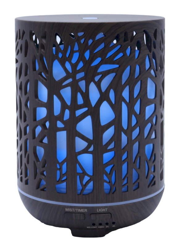 Diffuseur d'Huiles Essentielles Cylindre Noir – Forêt 17cm