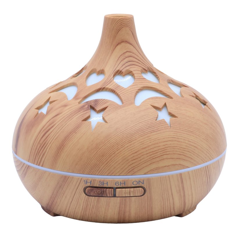 Diffuseur Huiles Essentielles Bois Cœur Lune Étoile 17 cm