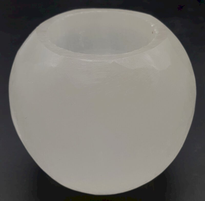 Bougeoir Sélénite Rond Poli 8cm