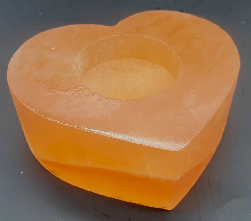 Bougeoir Sélénite Orange Cœur 8cm