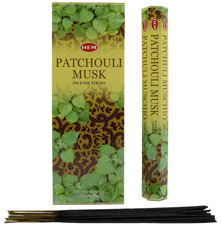 Encens HEM Patchouli Musc - Boîte de 6 paquets de 20g