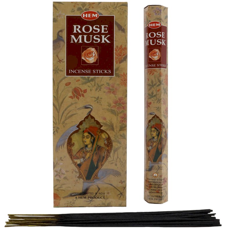 Encens HEM Rose Musc - Boîte de 6 paquets de 20g