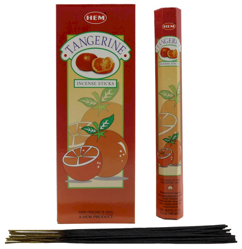 Encens HEM Mandarine - Boîte de 6 paquets de 20g