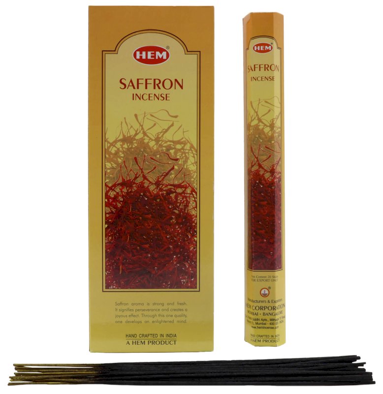 Encens HEM Safran - Boîte de 6 paquets de 20g