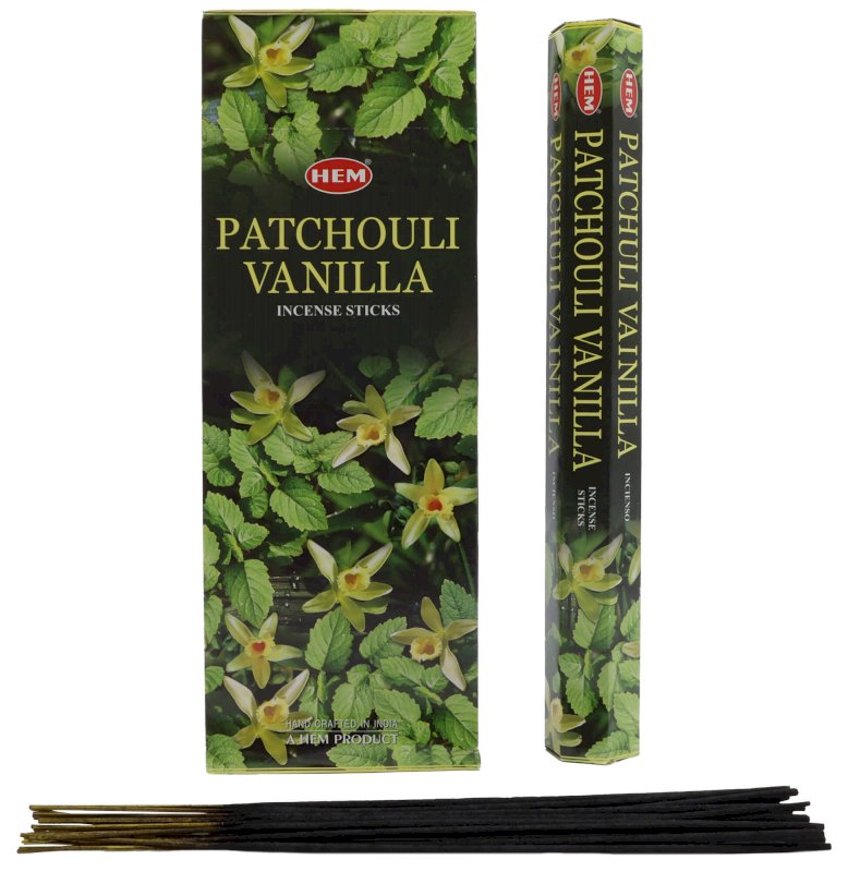 Encens HEM Patchouli Vanille - Boîte de 6 paquets de 20g