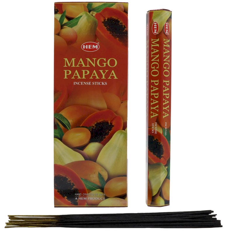 Encens HEM Mangue Papaye - Boîte de 6 paquets de 20g