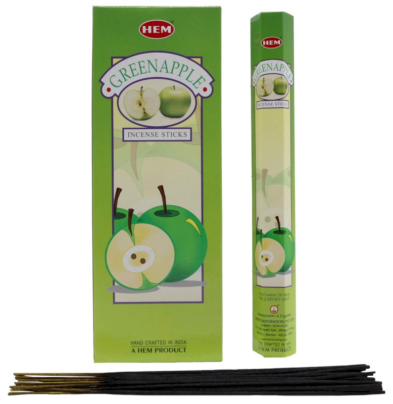 Encens HEM Pomme Verte - Boîte de 6 paquets de 20g