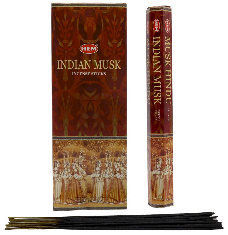 Encens HEM Musc Indien - Boîte de 6 paquets de 20g