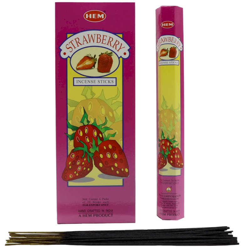 Encens HEM Fraise - Boîte de 6 paquets de 20g