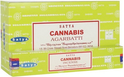 Encens Satya Cannabis - Boîte de 12 paquets de 15g.