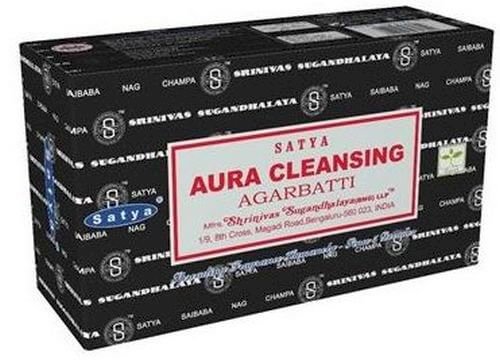 Encens Satya Aura Cleansing - Boîte de 12 paquets de 15g.