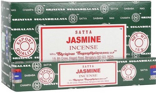 Encens Satya Jasmin – Boîte de 12 paquets de 15g.