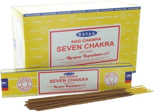 * Encens Satya Sept Chakras – Boîte de 12 Paquets de 15g | Équilibre Énergétique