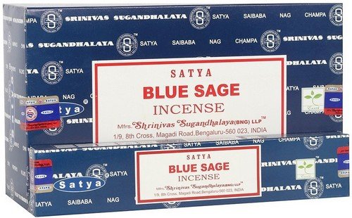 * Encens Satya Sauge Bleue – Boîte 12 x 15g | Purification Sacrée, Smudging & Protection