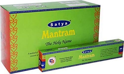 Encens Satya Mantra – Boîte de 12 paquets de 15g.