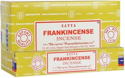 Encens Satya Frankincense – Boîte de 12 paquets de 15g.