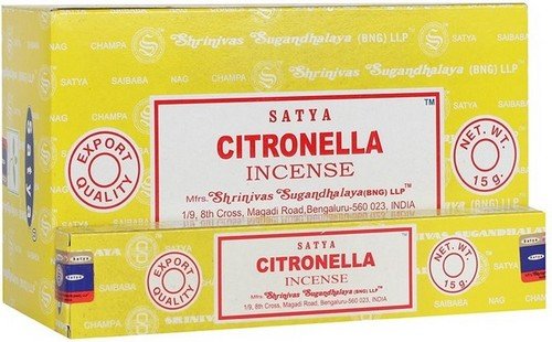 Encens Satya Citronnelle - Boîte de 12 paquets de 15g.