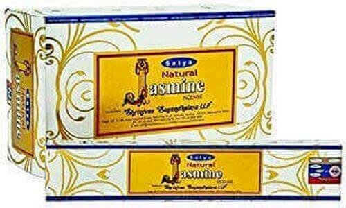 Encens Satya Natural Jasmine – Boîte de 12 paquets de 15g.