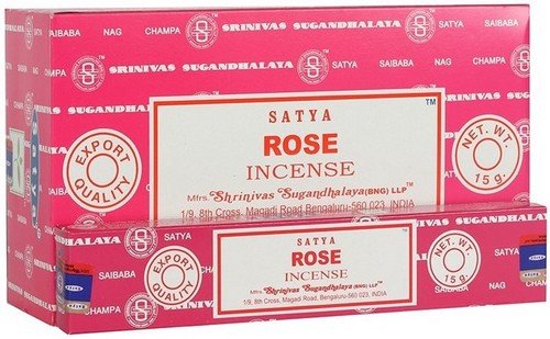 * Encens Satya Rose – Boîte 12 x 15g | Floral, Doux & Épanouissement du Cœur