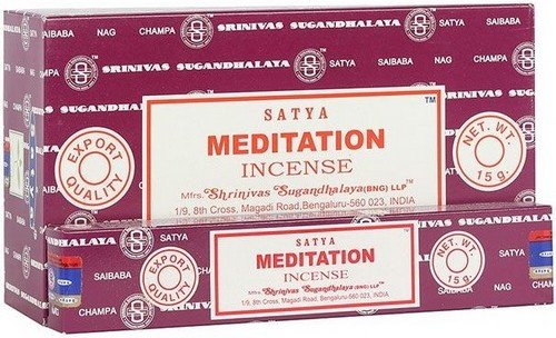 * Encens Satya Méditation – Boîte de 12 Paquets de 15g | Pleine Conscience & Silence Intérieur
