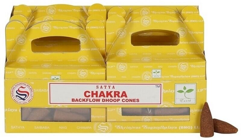 Backflow Cônes Satya Chakra - Lot de 6 boîtes de 24 cônes
