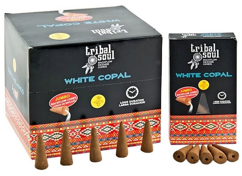 Backflow Cônes Jumbo XL Tribal Soul Copal – Boîte de 12 paquets de 10 cônes