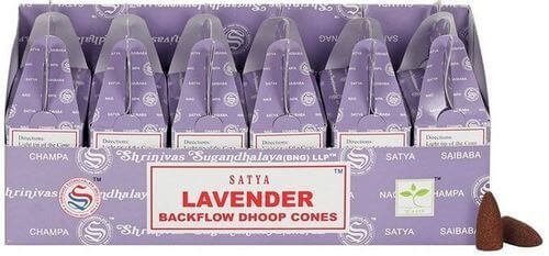 Backflow Cônes Satya Lavande – Lot de 6 boîtes de 24 cônes