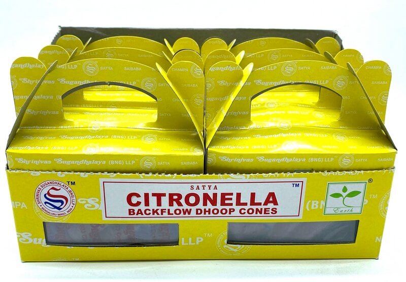 Backflow Cônes Satya Citronnelle – Lot de 6 boîtes de 24 cônes