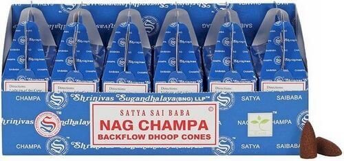 Backflow Cônes Satya Nag Champa – Lot de 6 boîtes de 24 cônes