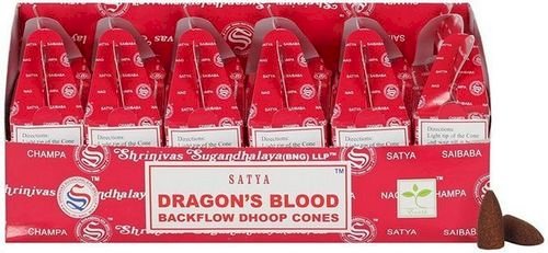Backflow Cônes Satya Sang de Dragon – Lot de 6 boîtes de 24 cônes