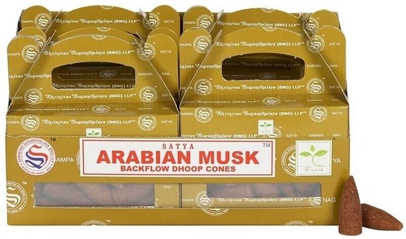 Backflow Cônes Satya Musc Arabe – Lot de 6 boîtes de 24 cônes