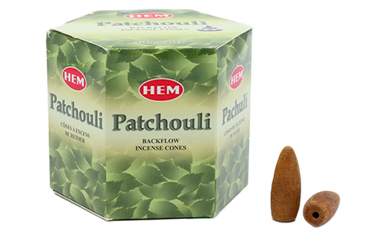 Backflow Cônes HEM Patchouli – Boîte de 12 paquets 40 cônes