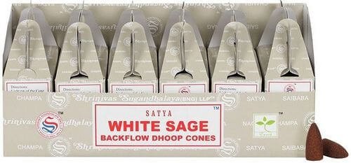 Backflow Cônes Satya Sauge Blanche – Lot de 6 boîtes de 24 cônes