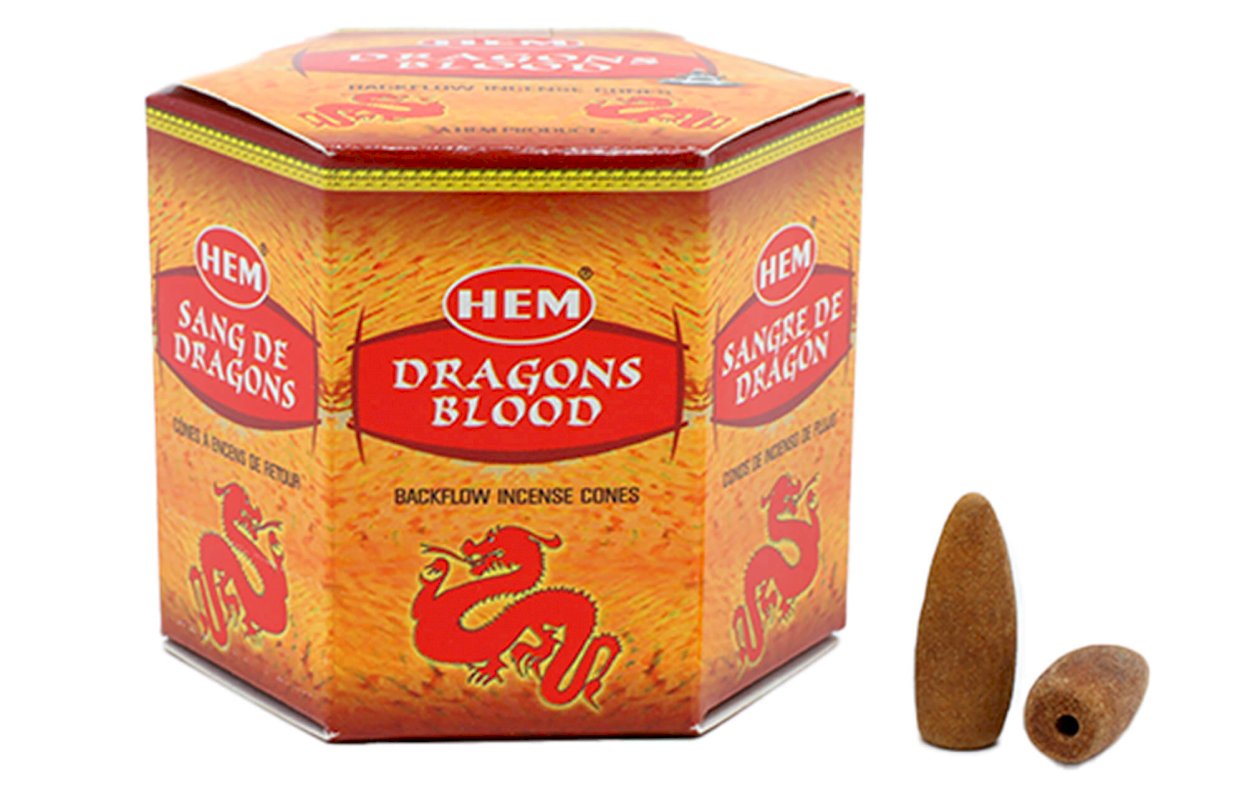 Backflow Cônes HEM Sang de Dragon – Boîte de 12 paquets de 40 cônes