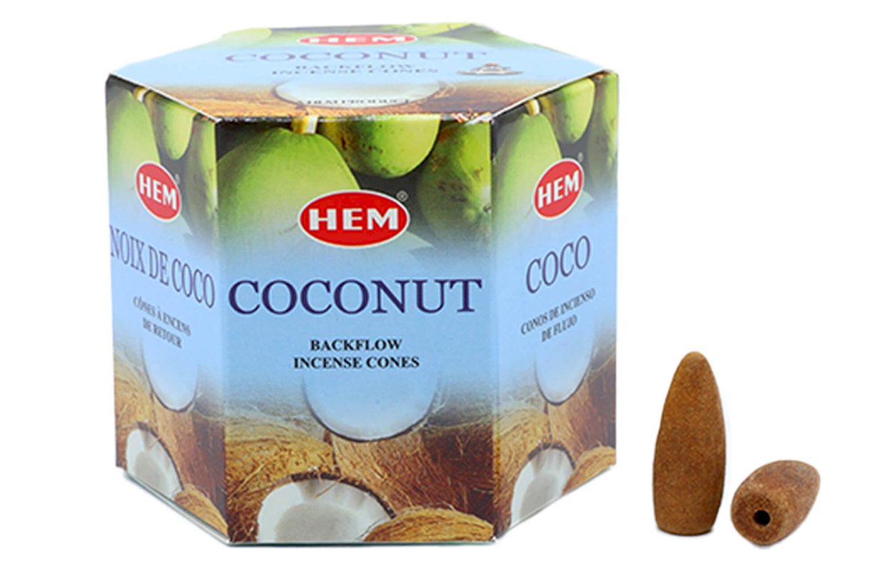 Backflow Cônes HEM Noix de Coco – Boîte de 12 paquets de 40 cônes