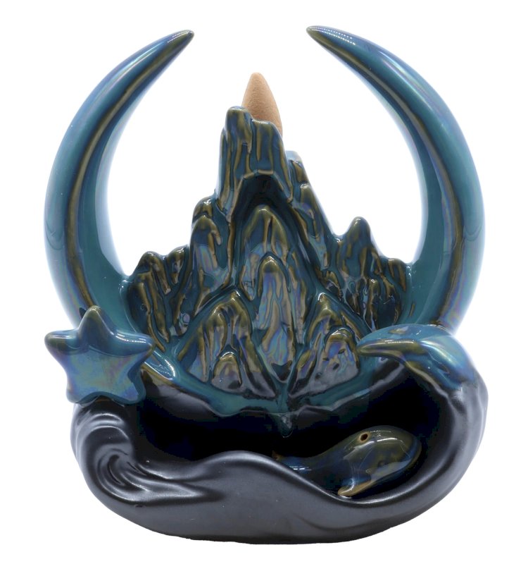Porte-Encens Backflow Lune Étoile 17cm