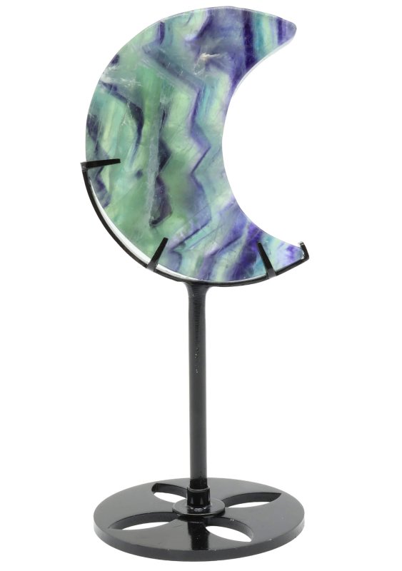 Lune Fluorite Multicolore sur Socle 16cm